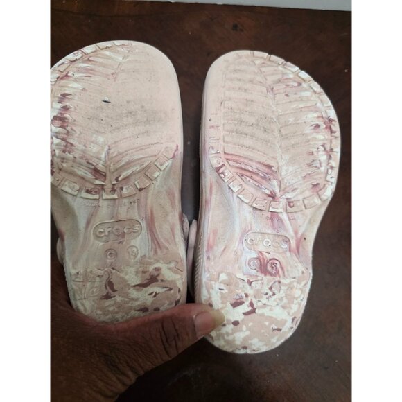 Crocs Girls Classic Clog Sandals Pink Beige Tie-Dye Slip-On Lightweight Water-Re - Picture 7 of 9